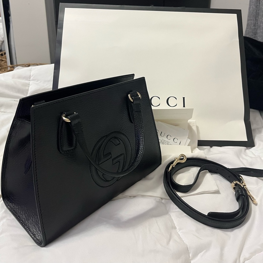 BRAND NEW authentic Gucci Soho Top Handle leather handbag